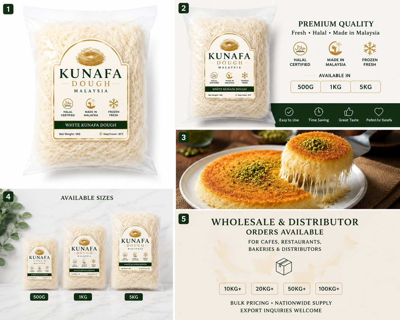 Buy White Kunafa Dough Malaysia | Fresh, Halal & Premium