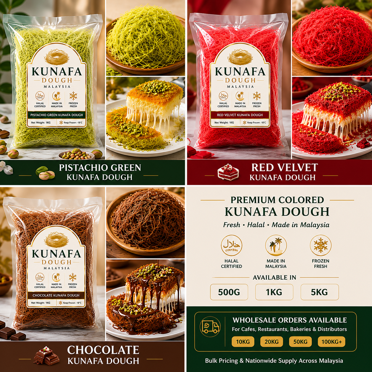 Colored Kunafa Dough Malaysia | Premium & Halal | Wholesale